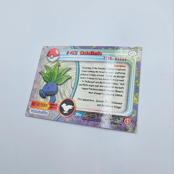 Pokemon 1999 TOPPS Oddish #43 Blue Logo TV Animation Edition Card - Picture 3 of 4